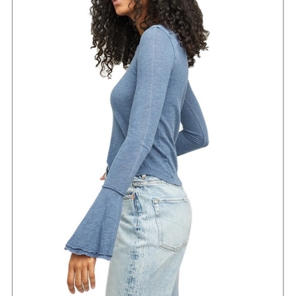 Sold Free People Cecelia Top T Shirt *Bell Sleeves Blue XS - Picture 5 of 16